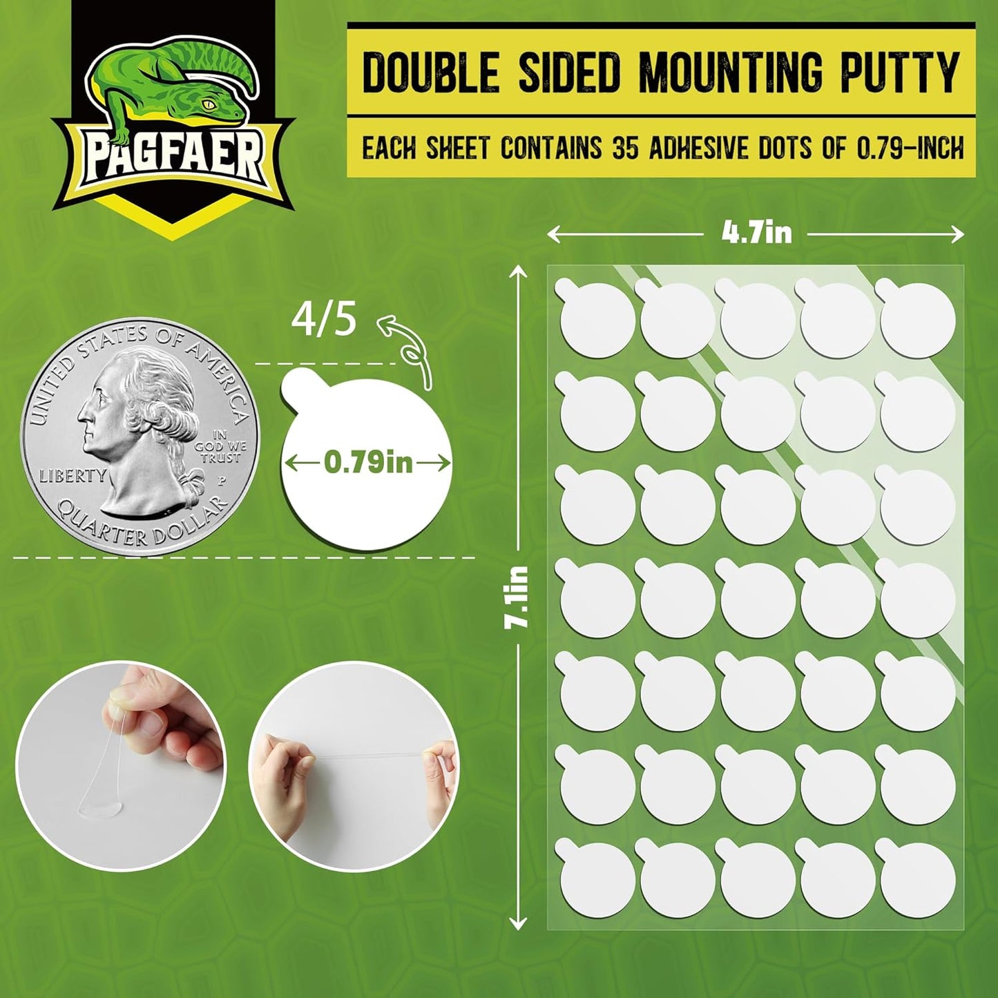 105Pcs Double Sided Adhesive Dots, 0.79" Clear Removable Sticky Adhesive Mounting Putty, Waterproof No Residue Dots Adhesive Putty for Poster Picture Festival Decoration Museum