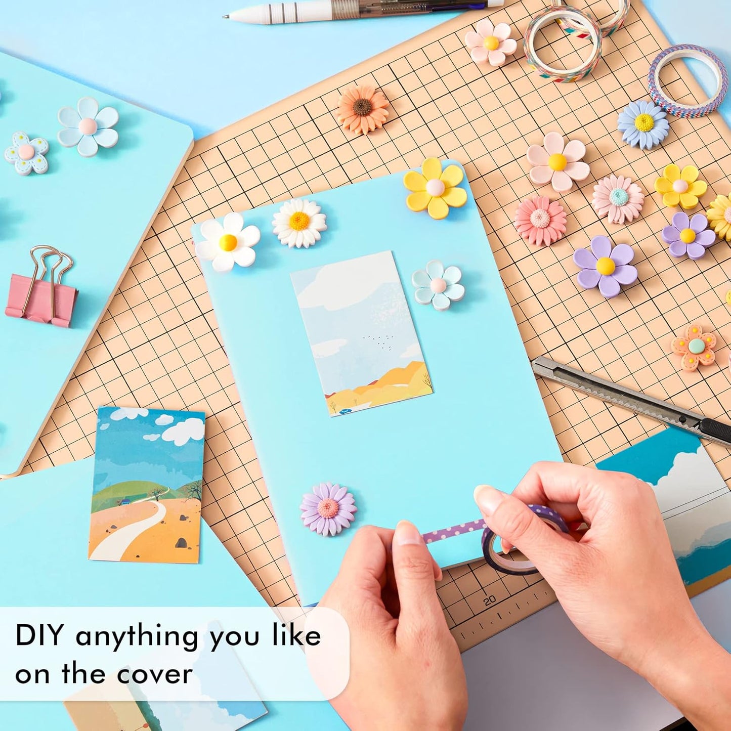 8 Pack Soft Cover Journal Bulk, Feela Notebooks College Ruled for Work, Lined Travel Journal for Women Men, Note Taking Notebook School Supplies Business Writing, 8.2” x 5.5”, A5, Light Blue