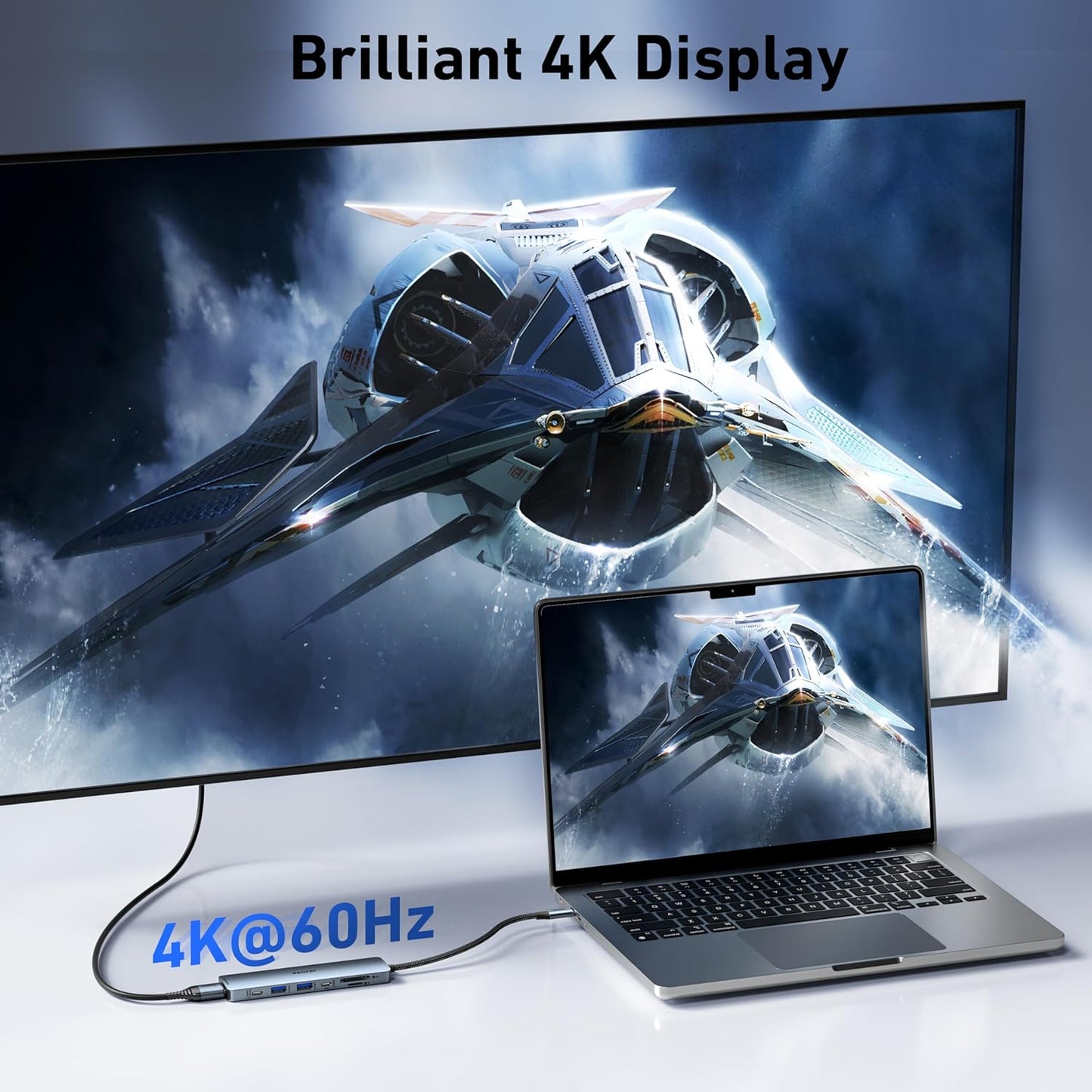 BENFEI 7-in-1 USB C Hub with HDMI(4K@60Hz), 2 USB-A, 1 USB-C Data, 100W Charge, SD/TF Card Reader, Silicone Tangle-Free Cable Compatible with MacBook Pro/Air, iPad Pro, iMac, iPhone 15 Pro/Pro Max