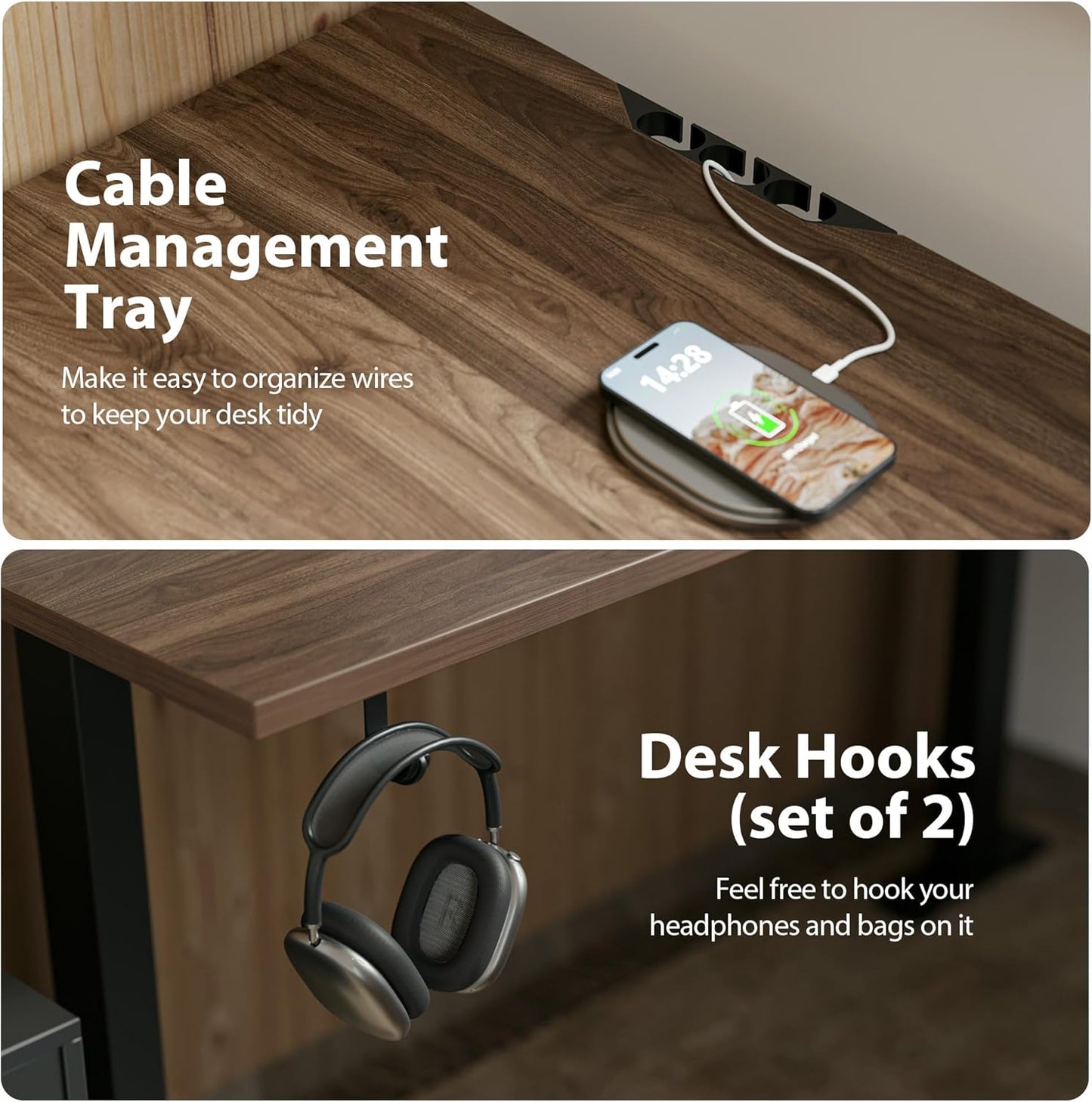 Agilestic L Shaped Standing Desk Adjustable Height, Electric Corner Standing Desk, 63 x 55 inch Sit Stand Computer Table with Splice Board, Dark Wlalnut