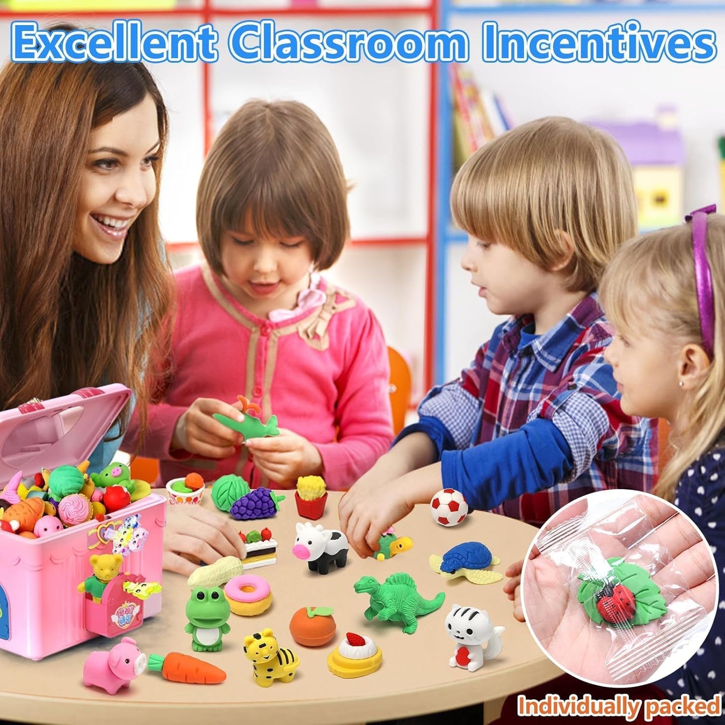 150 Pack Animal Erasers for Kids Bulk Pull Apart 3D Puzzle Erasers Treasure Box Toys for Classroom Rewards and Prizes Class Treasure Box Kids Party Favors Back to School Supplies Gift