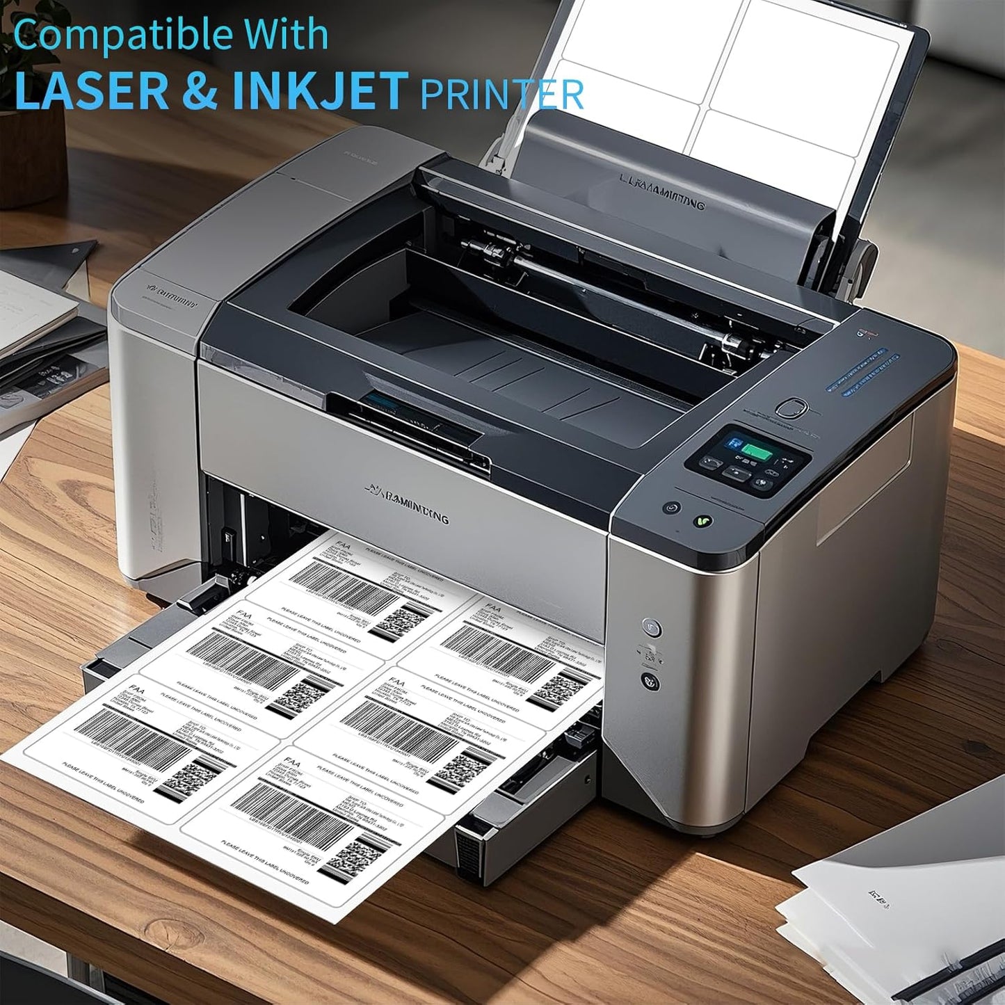 FungLam Printable Sticker Paper, 3-1/3" x 4" Shipping Address Labels 600 Blank Mailing Labels for Laser & Inkjet Printers, 6 per Page Label Stickers, 100 Sheets