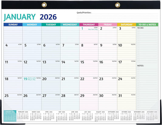 2026 Desk Calendar – Large Desk Calendar 2026, 22'' x 17'', Jan 2026 – Dec 2026, 2026 Desk/Wall Calendar with Desk Pad, To-do Lists, Ruled Blocks, Corner Protectors, Lay Flat ＆ Not Rolled