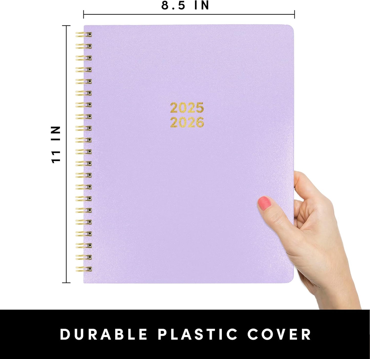 PAPERAGE 17 Month Academic Planner 2025-2026, Weekly & Monthly Spreads, August 2025 - December 2026, Large (8.5 in x 11 in), Lavender