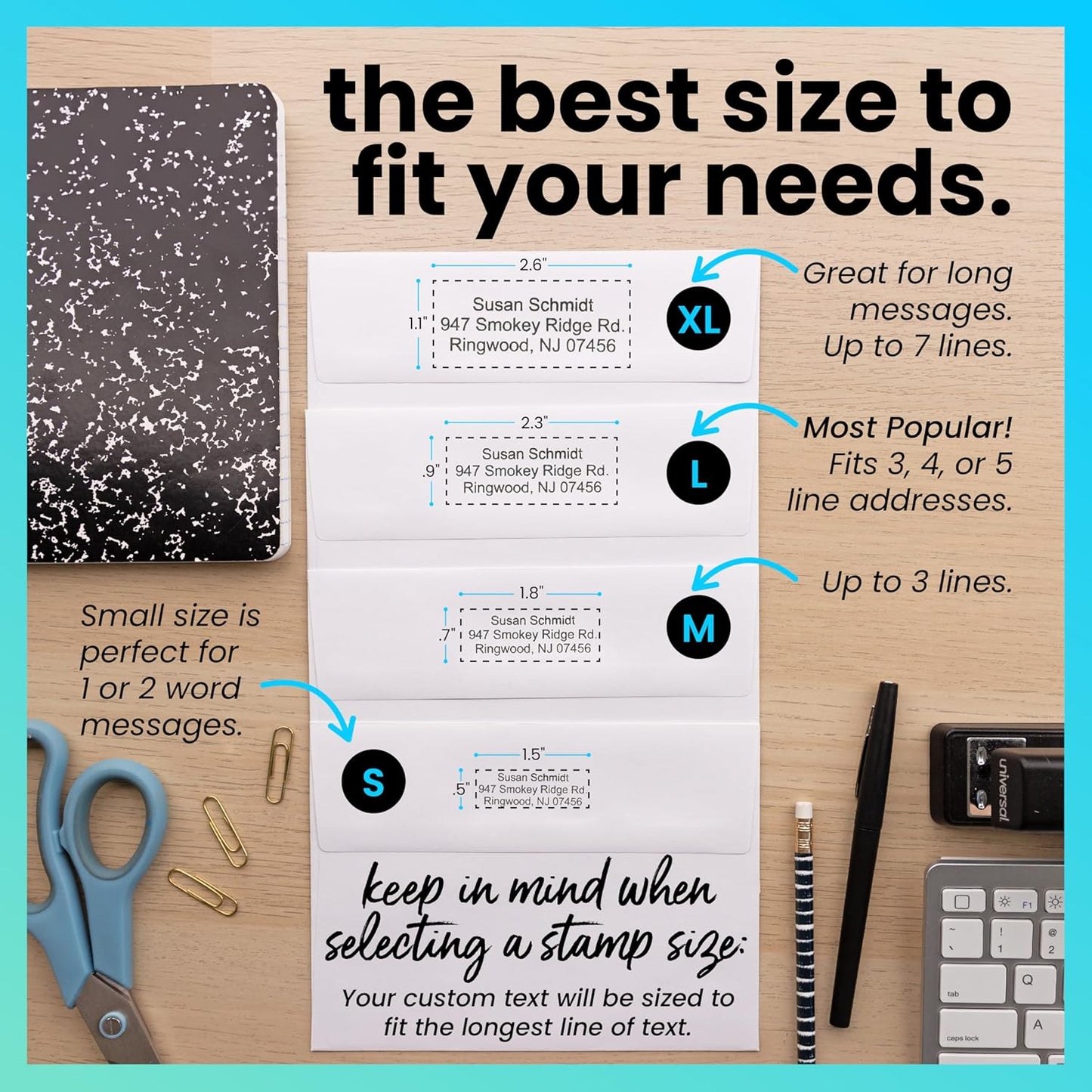 ExcelMark Custom Stamp – Clear & Crisp Impressions – Personalized Self-Inking Rubber Stamp – Use for Address Stamp and More (Large)