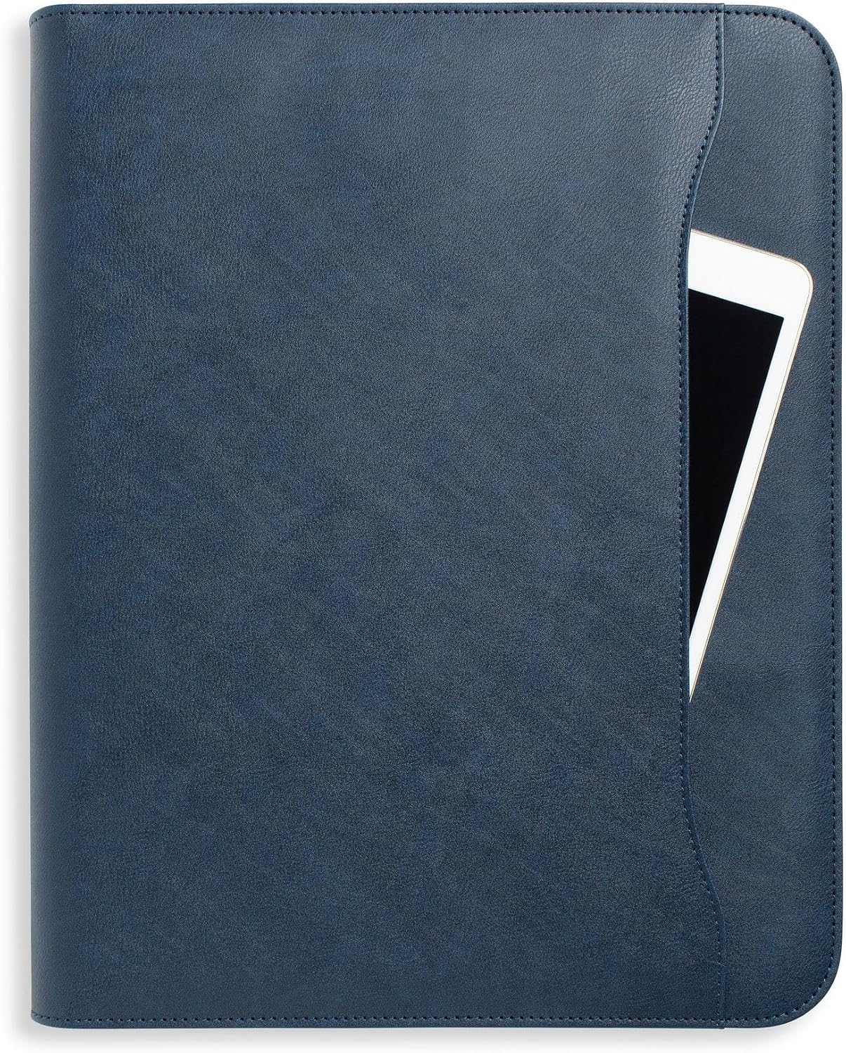 Portfolio Organizer - 3 Ring Binder with Notepad - 1.5 Inch Rings - Zippered Storage Pockets for Papers, Travel Documents, Presentation Folder, Cards, Passport, Tickets - Blue