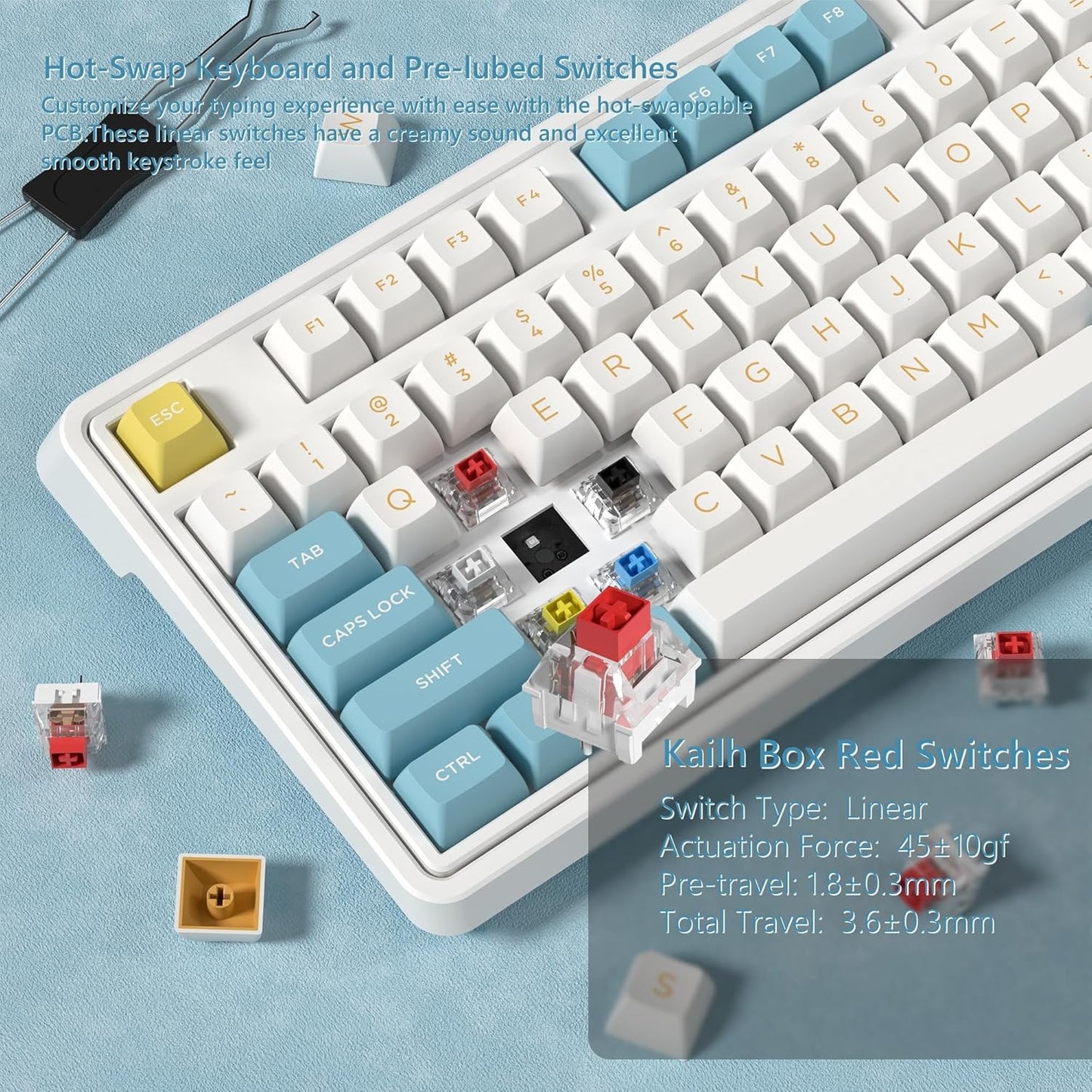 CMK98 Wireless Mechanical Gaming Keyboard with Number Pad, Tri-Mode Hot Swappable, 99 Key Custom Keyboard, Linear Switches, Gasket Creamy, RGB for Win/MAC