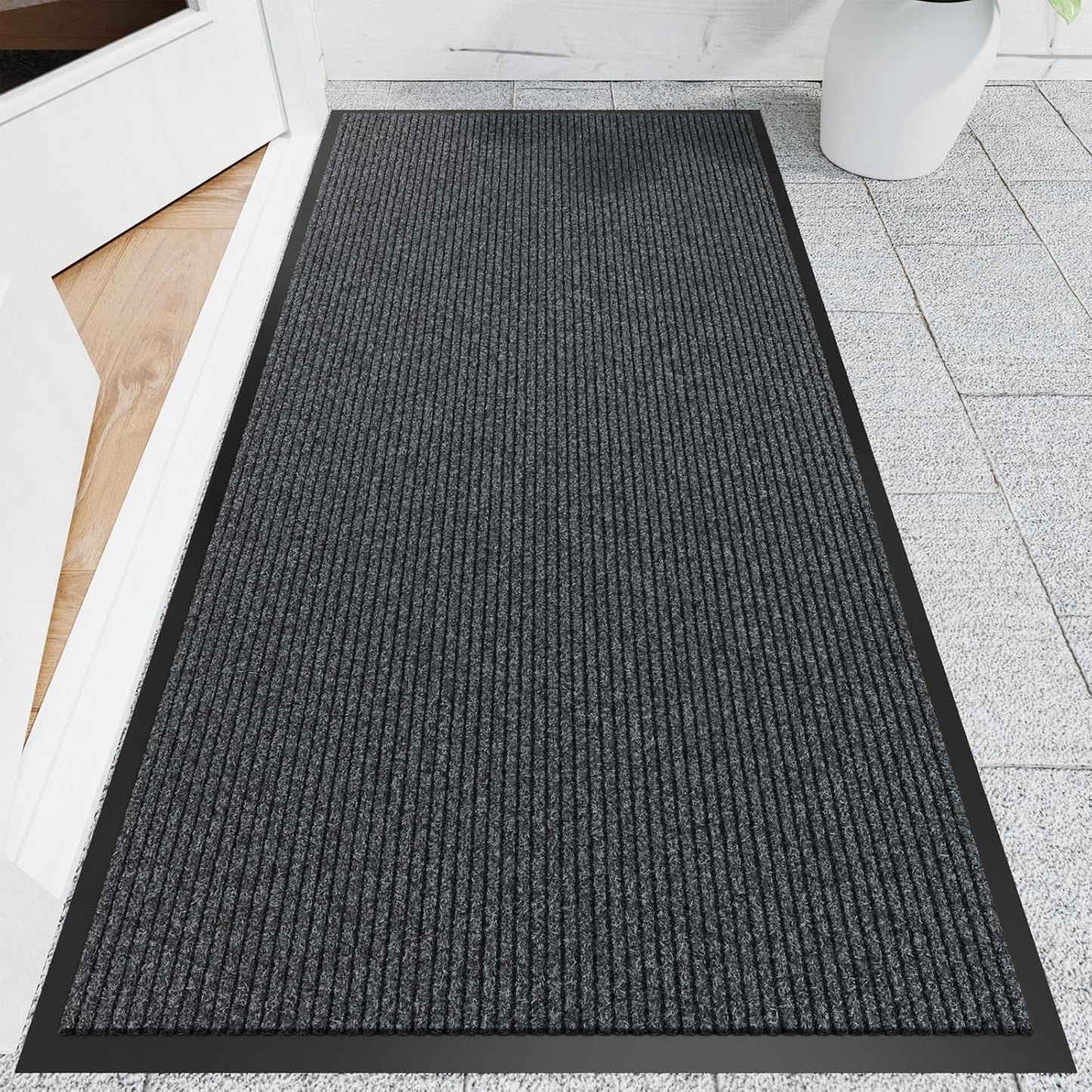Front Door Mat, 3' x 6' Heavy Duty Indoor Outdoor Door Mat for Entryway, Commercial Door Mats Entrance, Low Profile Welcome Mats Non-Slip, Durable Rubber Backing Entry Mat for Patio, Home