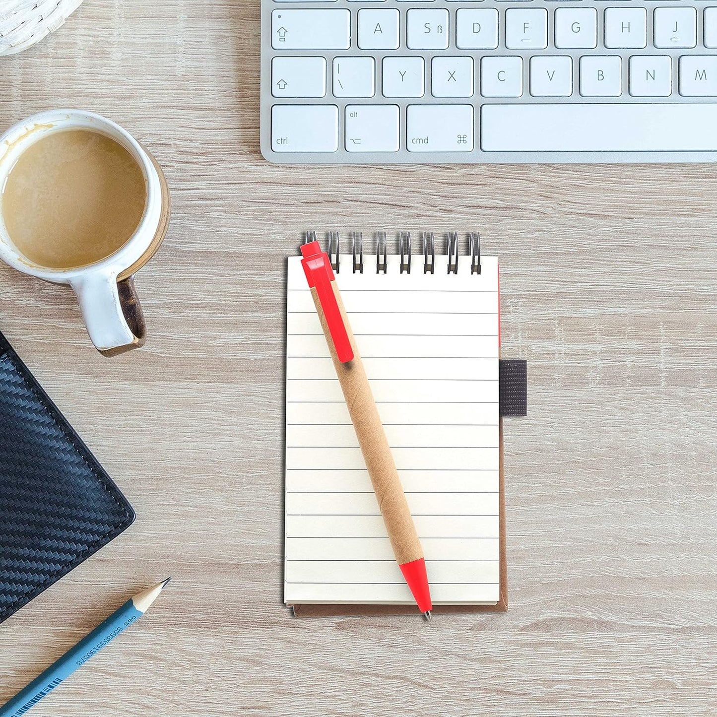 DISCOUNT PROMOS 50 Recyclable Spiral Small Notebooks Pack - Customizable Text, Logo - 60 Lined Pages - Red