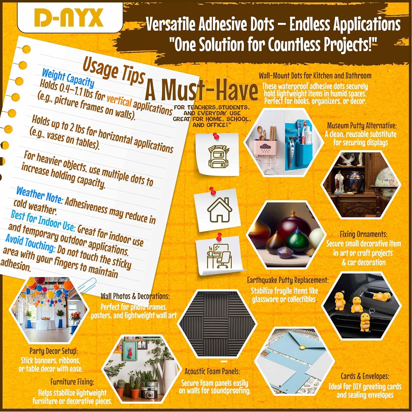 Double Sided Tape Sticky Dot Stickers 280, 350, 450, 550 or 700 Pack Removable Putty No Trace Clear Sticky Tack Waterproof Small Stickers for Festival Decoration Picture (550 Sticky Dots)