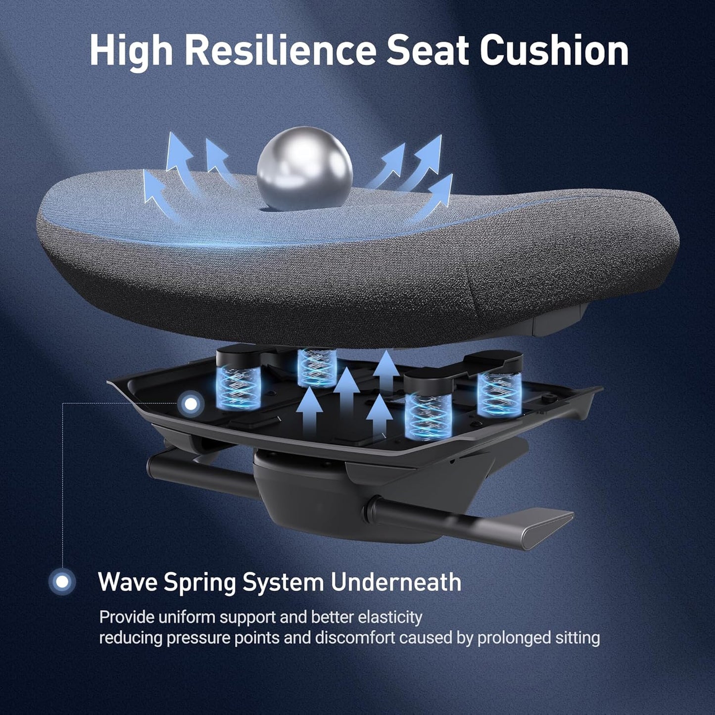 COLAMY Ergonomic Mesh Office Chair, Computer Executive Desk Chair, Ergonomic Office Chair Lumbar Support with Flexible Backrest, Slide Seat, Blackgrey