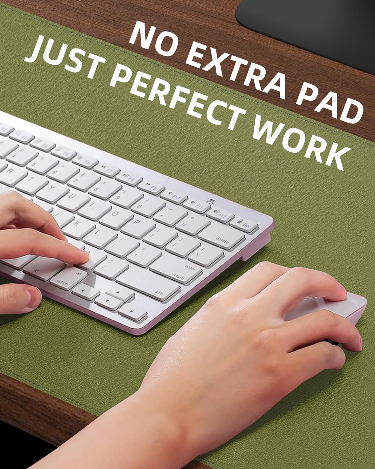 Desk Pad Mat 23.6"x13.7" - Waterproof Mouse Pad & Desk Protector, Non-Slip PU Leather for Gaming Keyboard/Mouse, Stitched Edge XL Office Desk Pad with Ergonomic Support(Green)