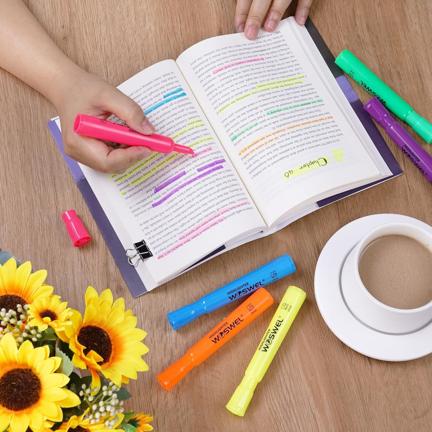 Highlighters Bulk, 108 Pack Tank Style Highlighters Assorted Fluorescent Colors Set, 6 Bright Colors Chisel Tip Highlighter Markers for Kid and Adult Coloring, Highlighting as School Supplies