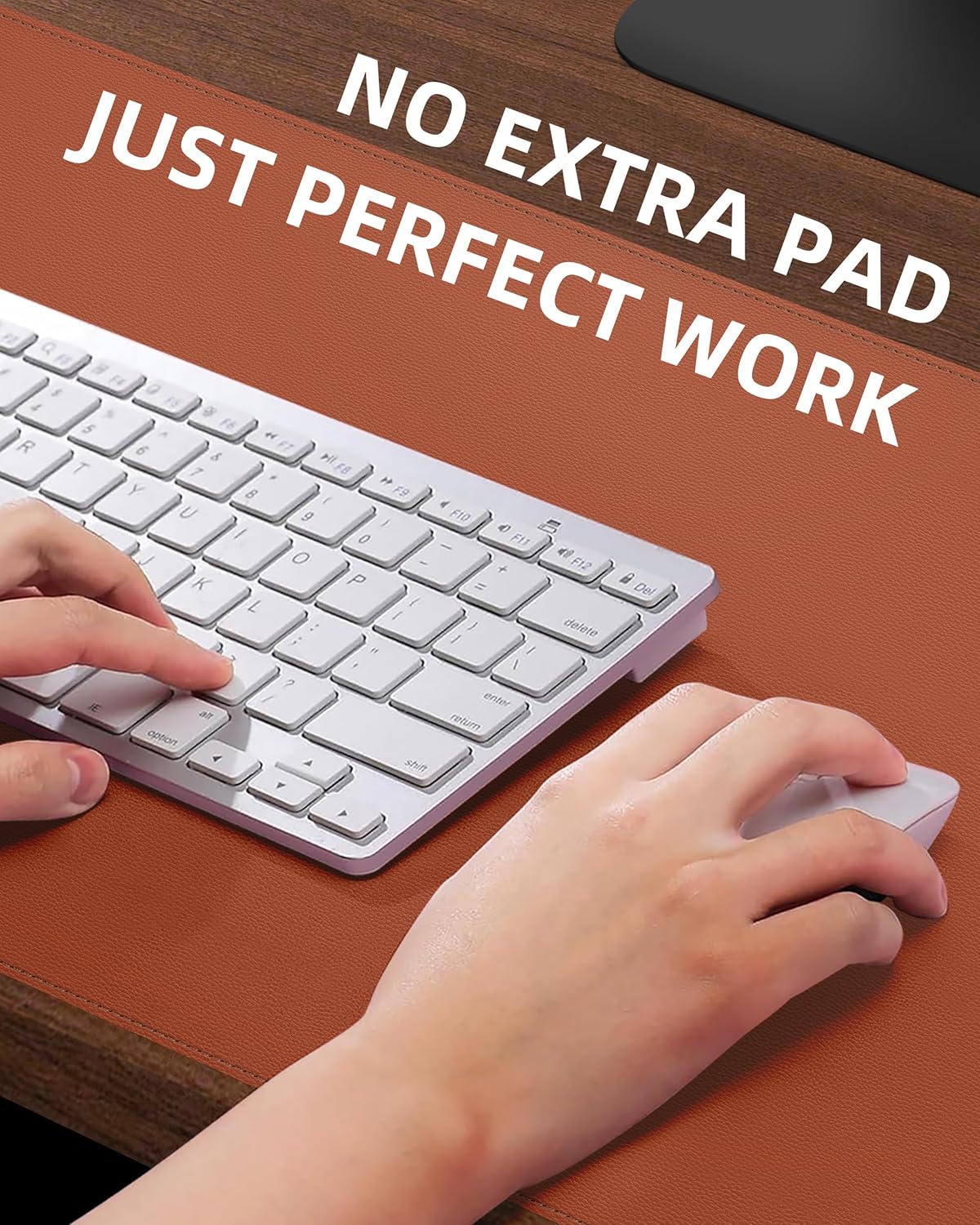 Desk Pad Mat 23.6"x13.7" - Waterproof Mouse Pad & Desk Protector, Non-Slip PU Leather for Gaming Keyboard/Mouse, Stitched Edge XL Office Desk Pad with Ergonomic Support(Brown)