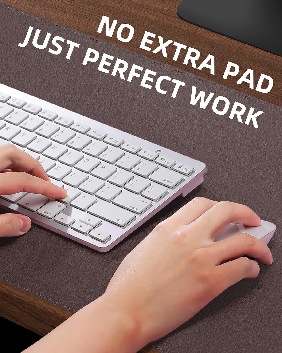 Desk Pad Mat 23.6"x13.7" - Waterproof Mouse Pad & Desk Protector, Non-Slip PU Leather for Gaming Keyboard/Mouse, Stitched Edge XL Office Desk Pad with Ergonomic Support(Coffee)