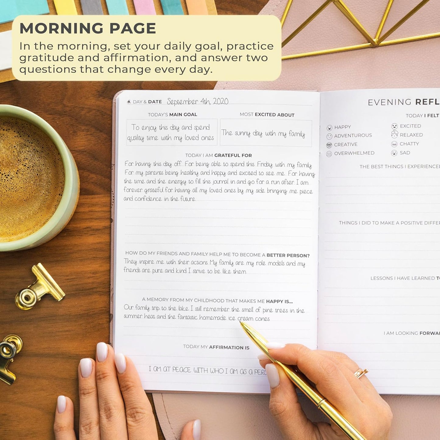 Clever Fox Gratitude Journal – Happiness, Positivity & Affirmation Daily Journal – Inspirational Daily Notebook – 3 Months, A5 (Rose Gold)