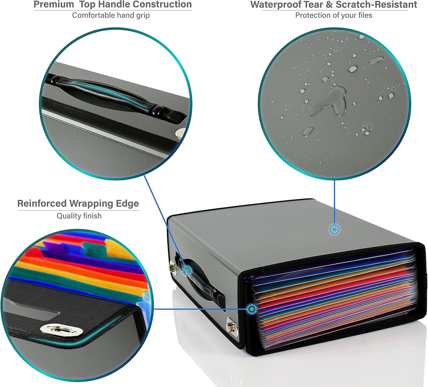 CNK Accordion File Folders with 24 Pockets Organizer for Document Paper Storage Folder Documents Expanding Binder Folio Pocket Receipt Filing Expandable Files Dividers Labels Letter Durable Handle