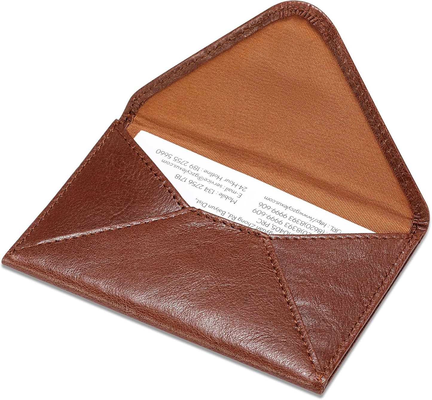 HISCOW Envelope Business Card Case with Magnet Closure - Italian Calfskin (Coffee Vegetable-Tanned Leather)