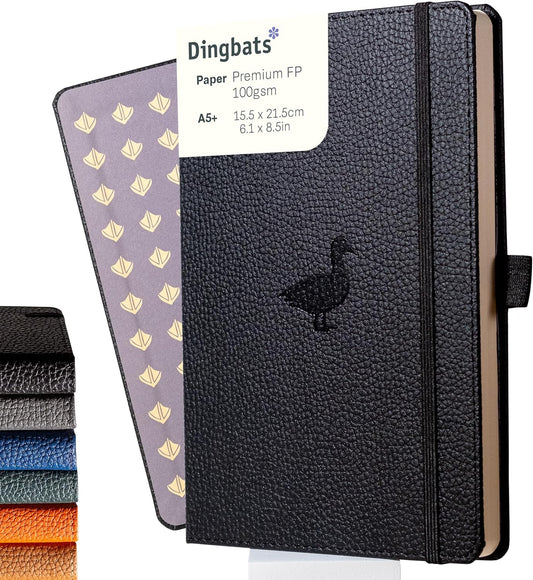 Dingbats* Wildlife Plain Writing Journal Notebook A5 - Vegan Leather Hardcover - Ideal for Work, Travel - Pocket, Elastic Closure, & Bookmark