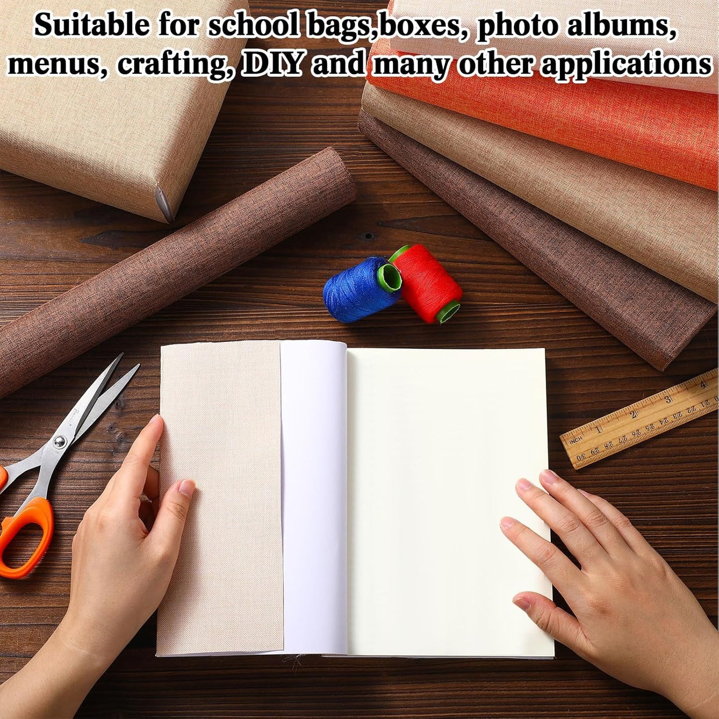 4 Pcs Book Cloth Bookcover Fabric Surface with Paper Backed Book Binding Cloth Fabric Book Cover for Scrapbooking Album DIY Craft Supplies Home, 4 Colors(Earth Color,40 x 16 Inches)