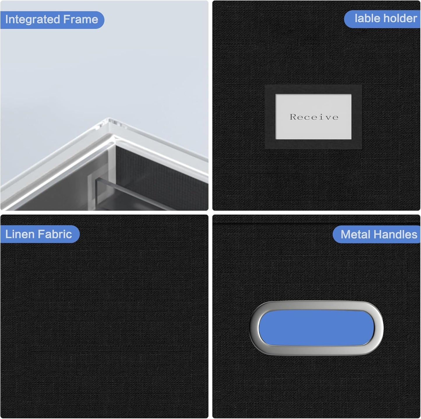 File Organizer Box - File Boxes for Hanging Files with Lid Set of 2 Decorative Hanging Folders Letter Size Organizer with One-Piece Plastic Frame Slides (Black, 13.2 * 10.1 * 10.1in(2Pack))