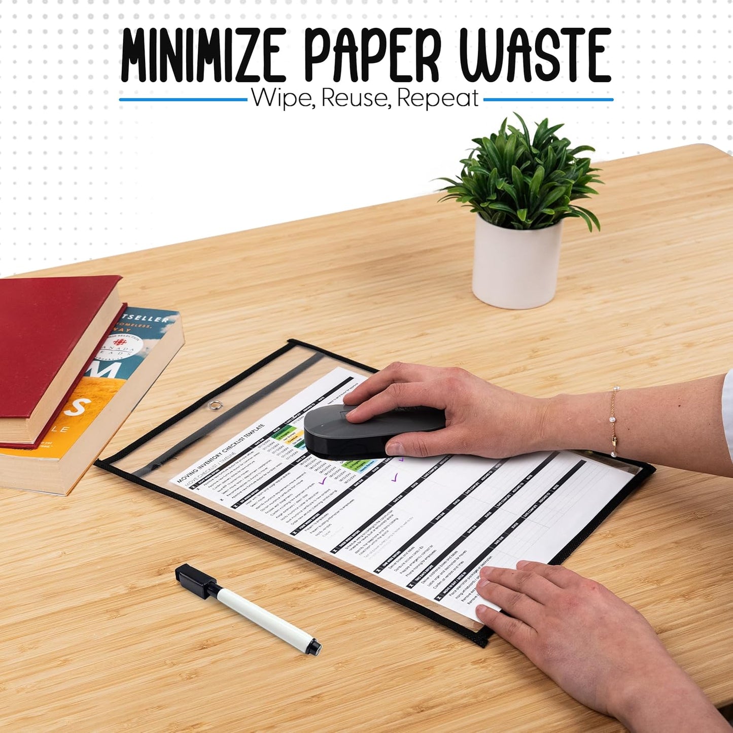 Essex Wares - 50 Pack, Black, Job Ticket Holders, 10" Wide x 13.5" Tall - Clear Plastic Shop Ticket Holders - Easy to Use, Reusable & Easy Erase Plastic Invoice Holders, Water-Resistant & Durable