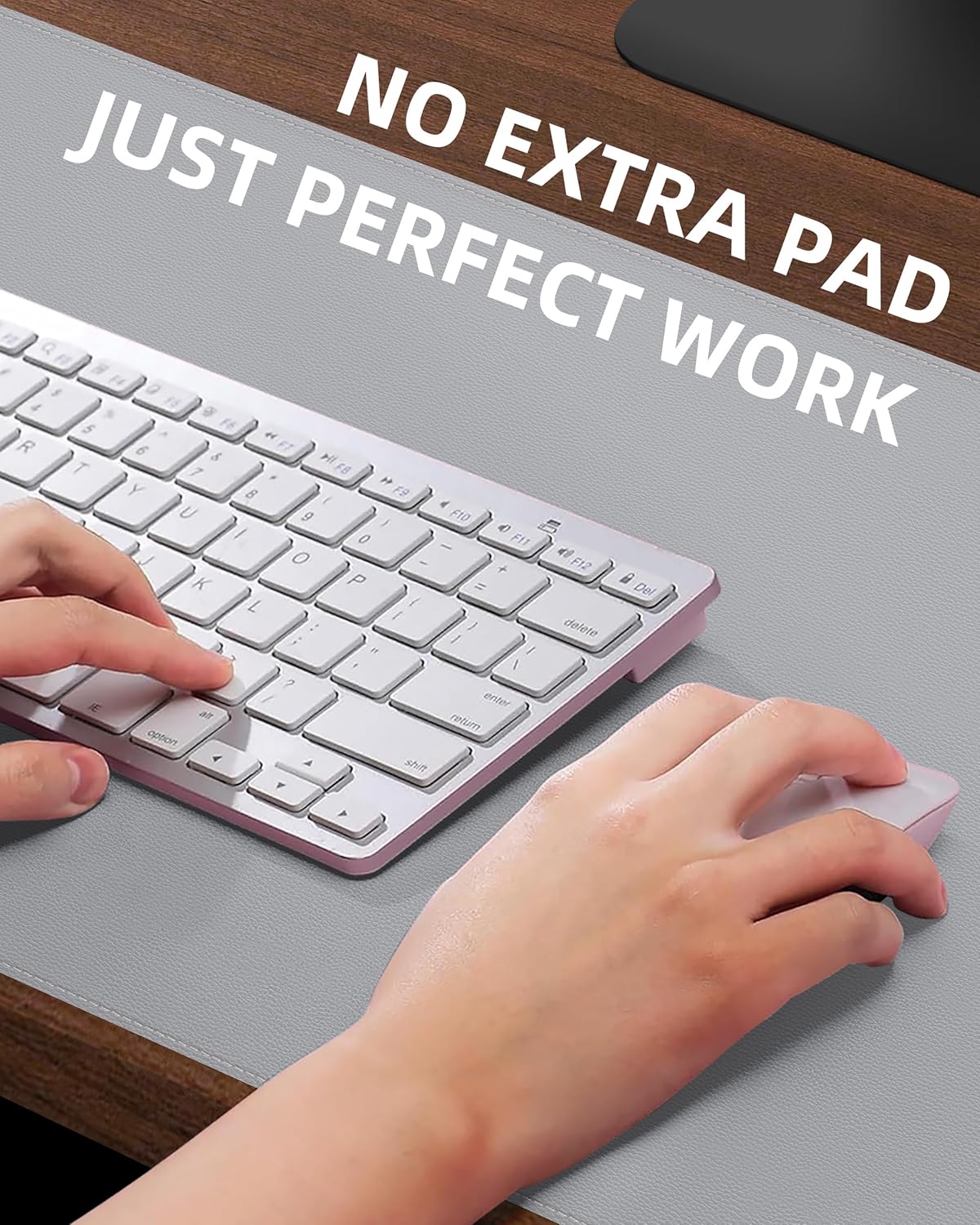 Desk Pad Mat 23.6"x13.7" - Waterproof Mouse Pad & Desk Protector, Non-Slip PU Leather for Gaming Keyboard/Mouse, Stitched Edge XL Office Desk Pad with Ergonomic Support(Light Grey)