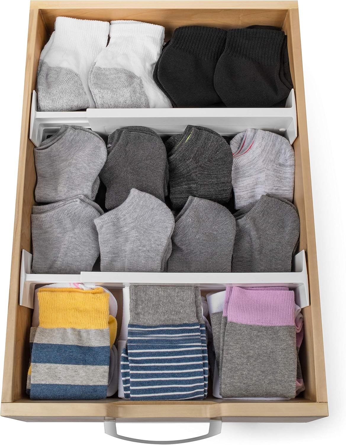 Dial Industries Adjustable Dresser Drawer Clothes Organizer Dividers, Set of 2, 4.5" Deep