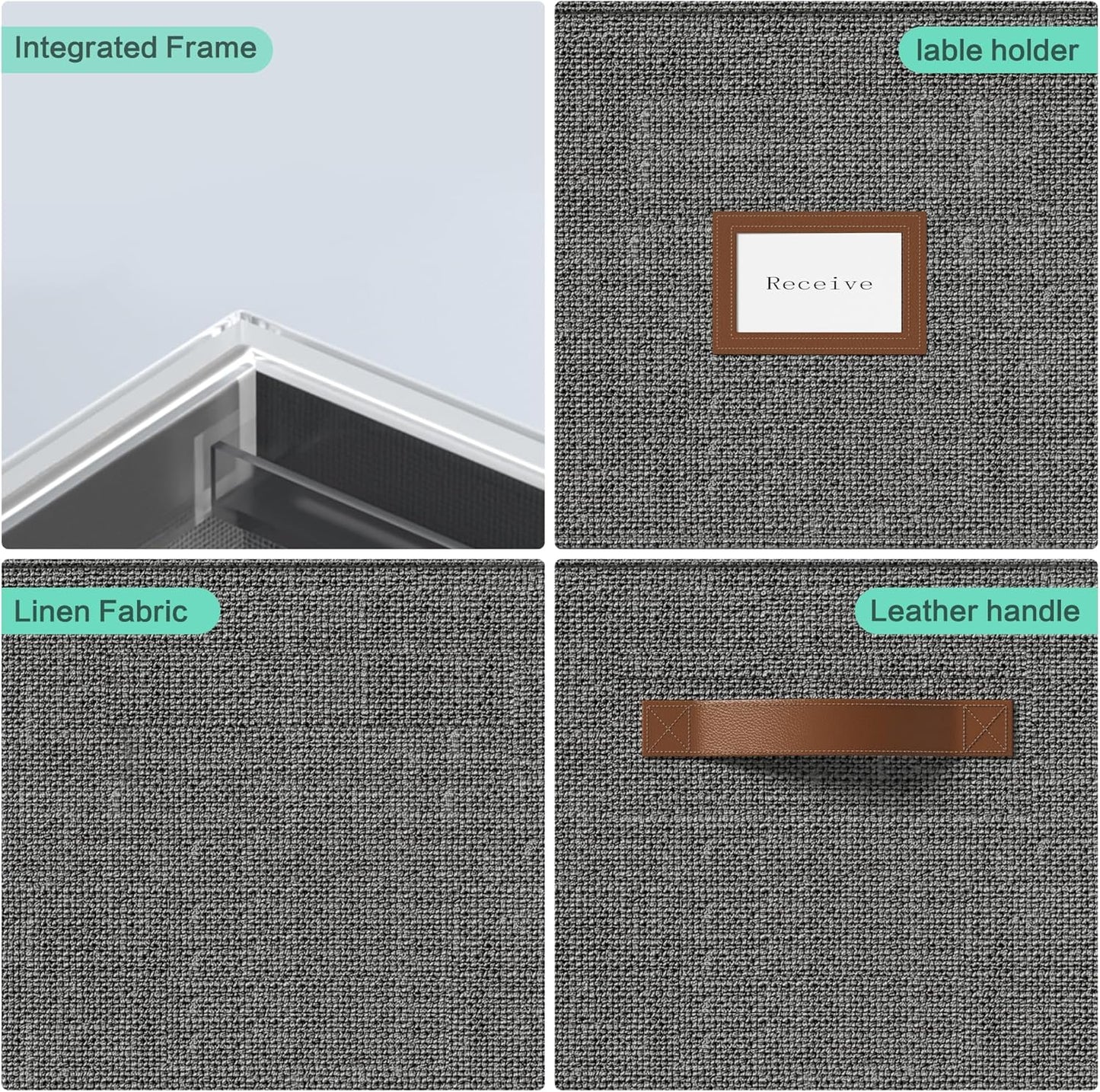 File Box for Hanging, File Organizer Box with Lid Decorative File Folders Letter Size Organizer with One-Piece Integrated Plastic Slide Rail (Grey, 13.2x10.1x10.1inch(2pack))