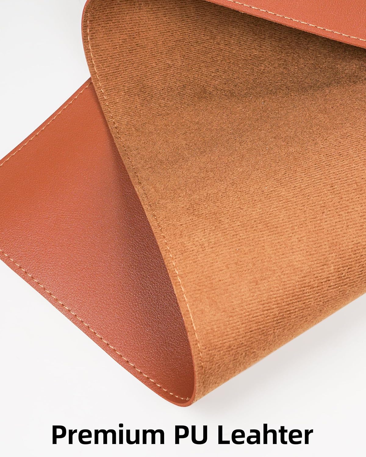 Extra Large Desk Pad Mat - Waterproof Mouse Pad & Desk Protector, Non-Slip XXL PU Leather Gaming Mat for Keyboard/Mouse, Stitched Edge with Ergonomic Support, 55"x17" (Brown)