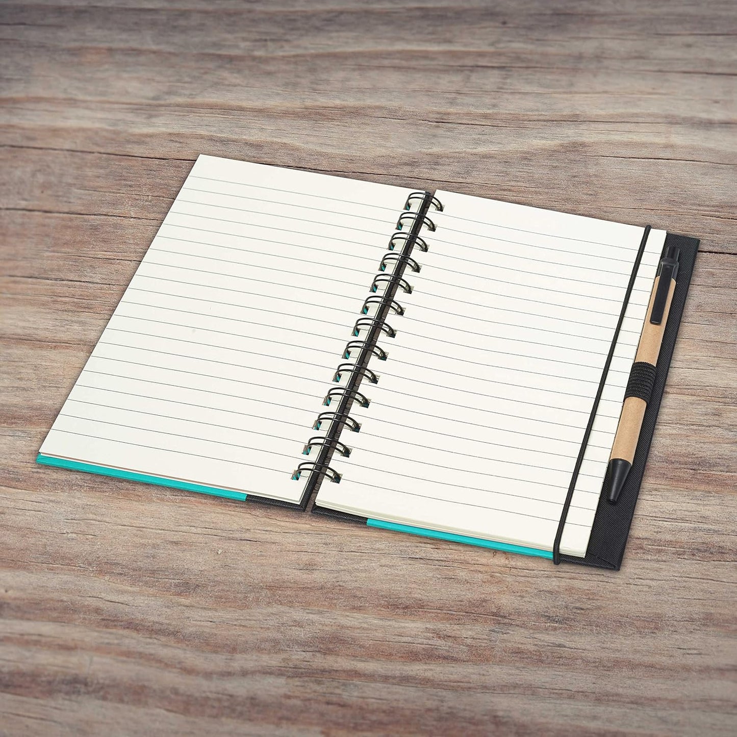 DISCOUNT PROMOS Custom Eco-Friendly Spiral Notebooks with Pens – Set of 50, Perfect for Mother’s Day Gift – Bulk Pack for School, Office, or Home – Black