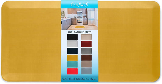 ComfiLife Anti Fatigue Floor Mat – 3/4 Inch Thick Kitchen Mats for Floor, Standing Desk Mat, Kitchen Rug – Comfort at Home, Office – Durable – Stain Resistant – Non-Slip Bottom (20" x 39", Mustard)