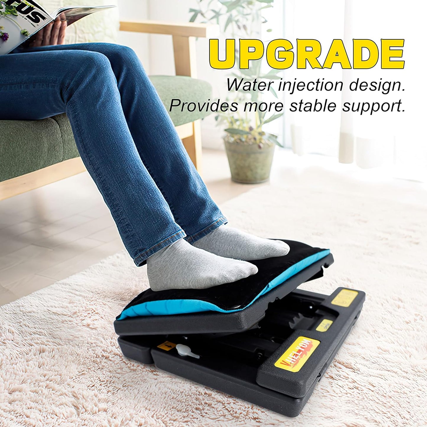 Footrest for Under Desk, Height Adjustable Footrest with Massage Roller and Thick Cushion, Foldable Ergonomic Foot Rest for Car, Office, Home, Train