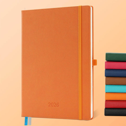 Weekly Monthly 2026 Planner (Jan.26-Dec.26),11.5"x8.5",12 Months Agenda Plan with Month Tabs & Pocket,Expenses/Note Pages, Appointment Book Calendar with Hardcover Vegan Leather Cover,Orange