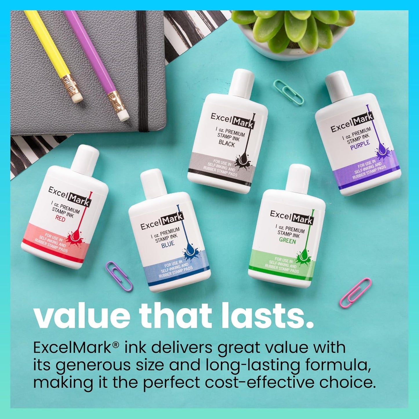 ExcelMark Premium Self-Inking Stamp Refill Ink - 1 oz. (Black)