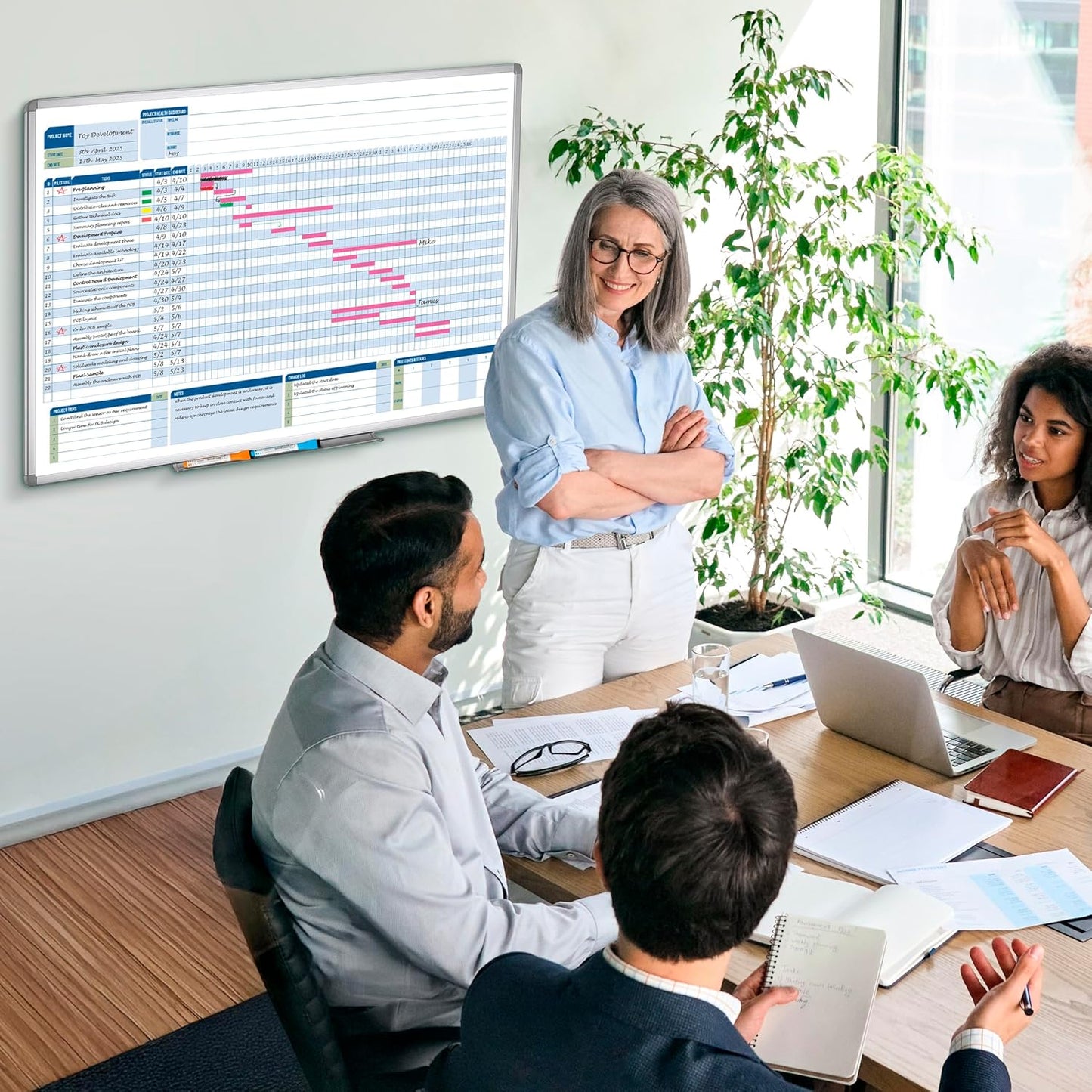 Business Gantt Chart Board – 40"x24" Professional Project Management Whiteboard with Tapes & Markers