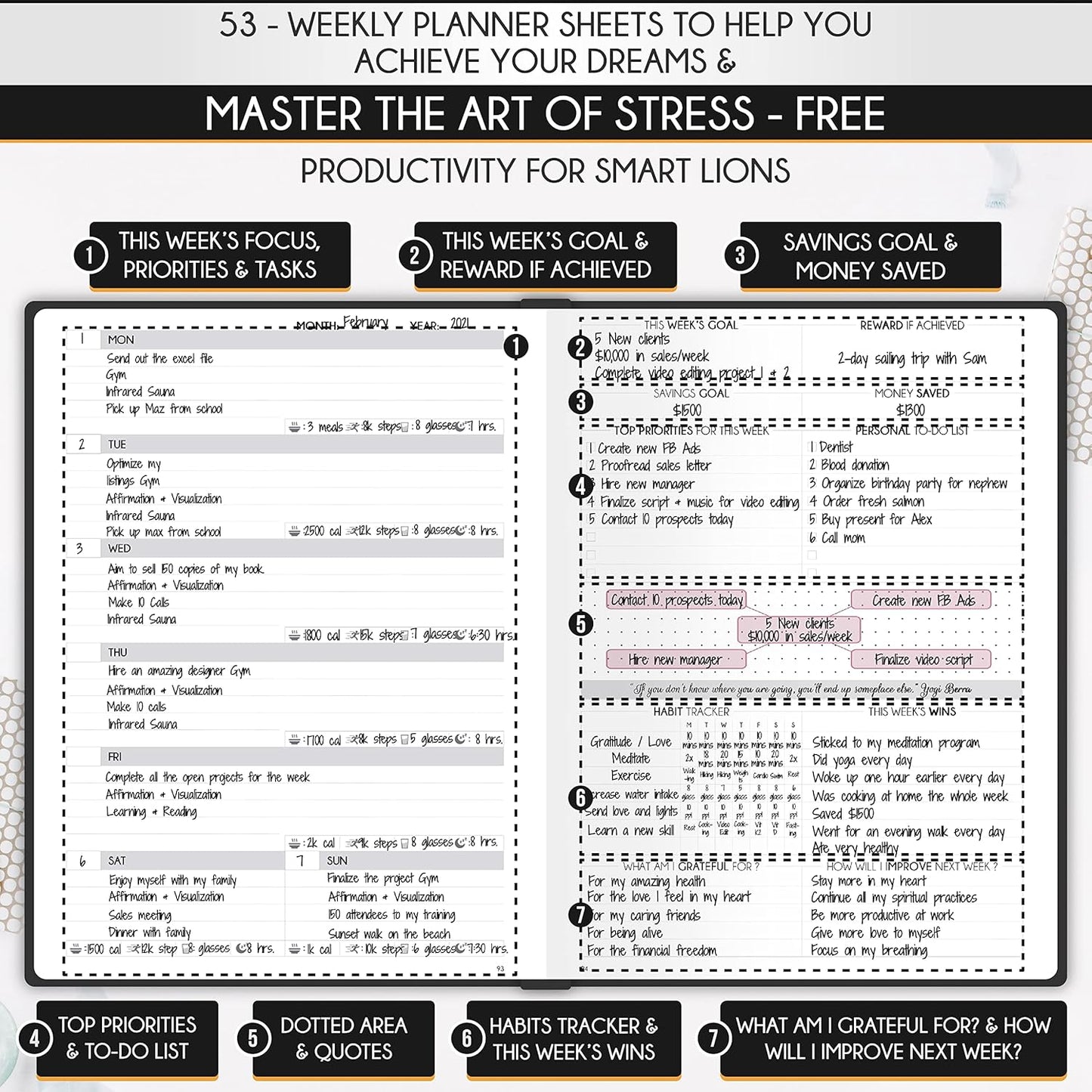 Journal for Men- Undated Daily, Weekly & Monthly Planner with Budget Section | A 12 Month Journey to Increase Productivity & Happiness | Life Organizer & Gratitude Journal - Horizontal Format