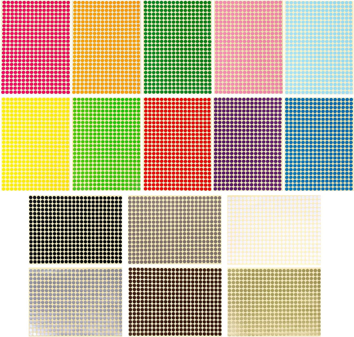 JANYUN 26656 Pieces Colored Dot Stickers, 1/4" Small Color Labels Coding Circle Round Coding Dot Labels Stickers 20 Colors for Office, Classroom