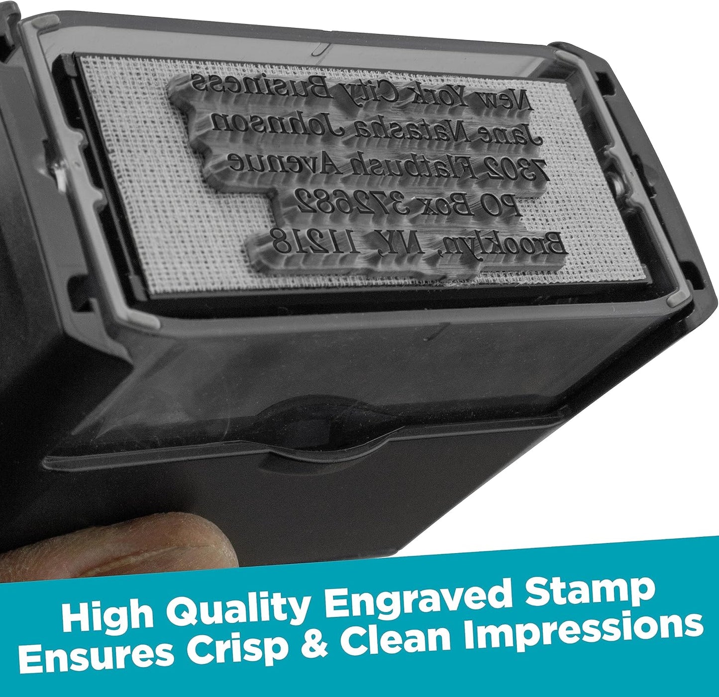 Custom Self Inking Rubber Stamp - Up to 3 Lines of Text - Choose from 15 Ink Colors - Small Size