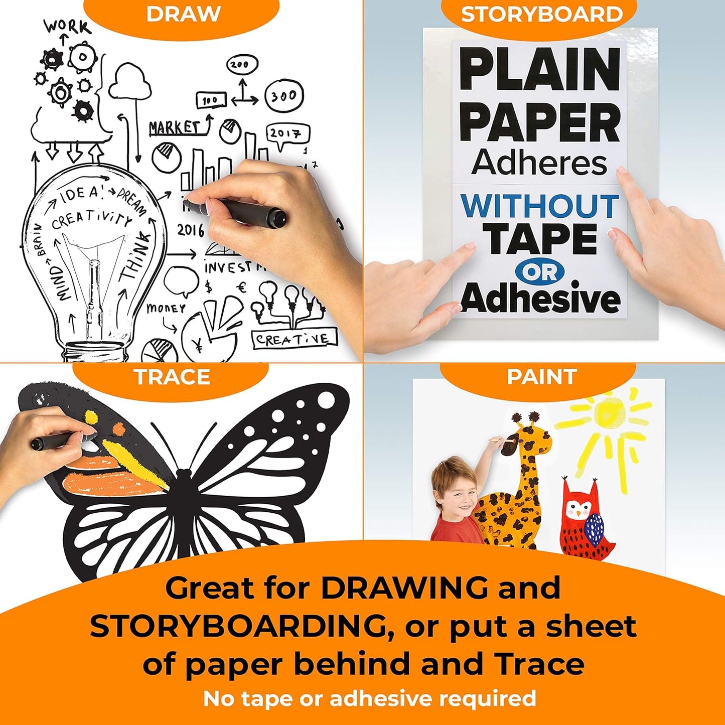 Clingers Dry Erase Cling-rite Roll Basic - Removable, Recyclable Whiteboard, 50' ft Roll, 20x30 Inch Sheets for School, Home, Office Decor, and Art Projects & Dry Erase Marker - American Made