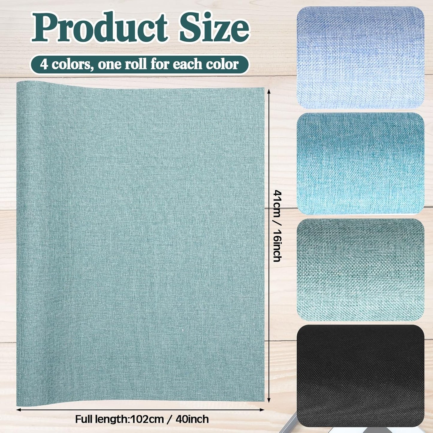4 Pcs Book Cloth Bookcover Fabric Surface with Paper Backed Book Binding Cloth Fabric Book Cover for Scrapbooking Album DIY Craft Supplies Home, 4 Colors(Cool Color,40 x 16 Inches)