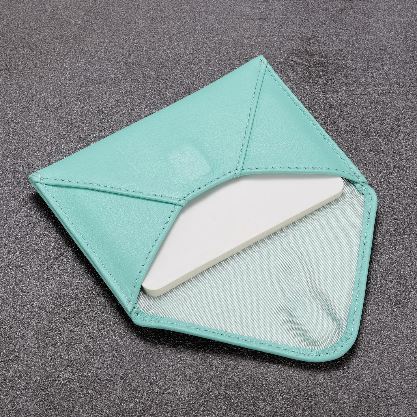 HISCOW Envelope Business Card Case with Magnet Closure - Italian Calfskin (Teal)